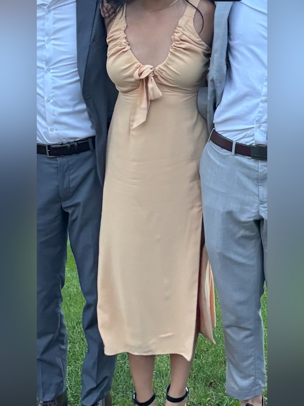Abercrombie & Fitch Peach Tie-Front Midi Dress